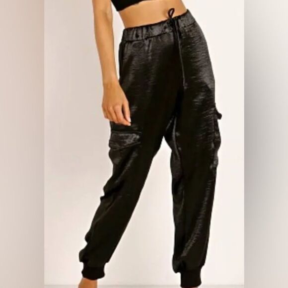 LNA Shine Cargo Pants in Black